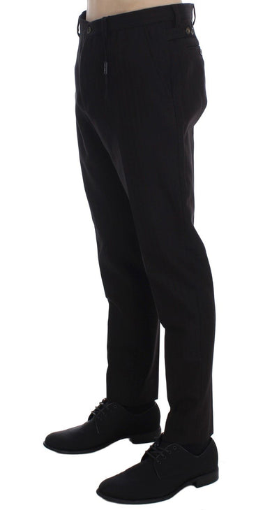Purple Striped Cotton Wool Pants