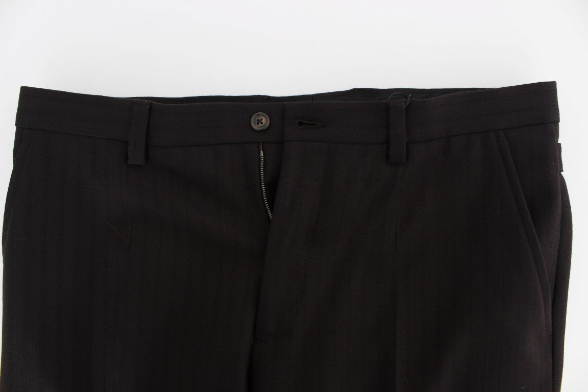 Purple Striped Cotton Wool Pants