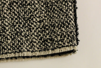Black white wool shorts pants