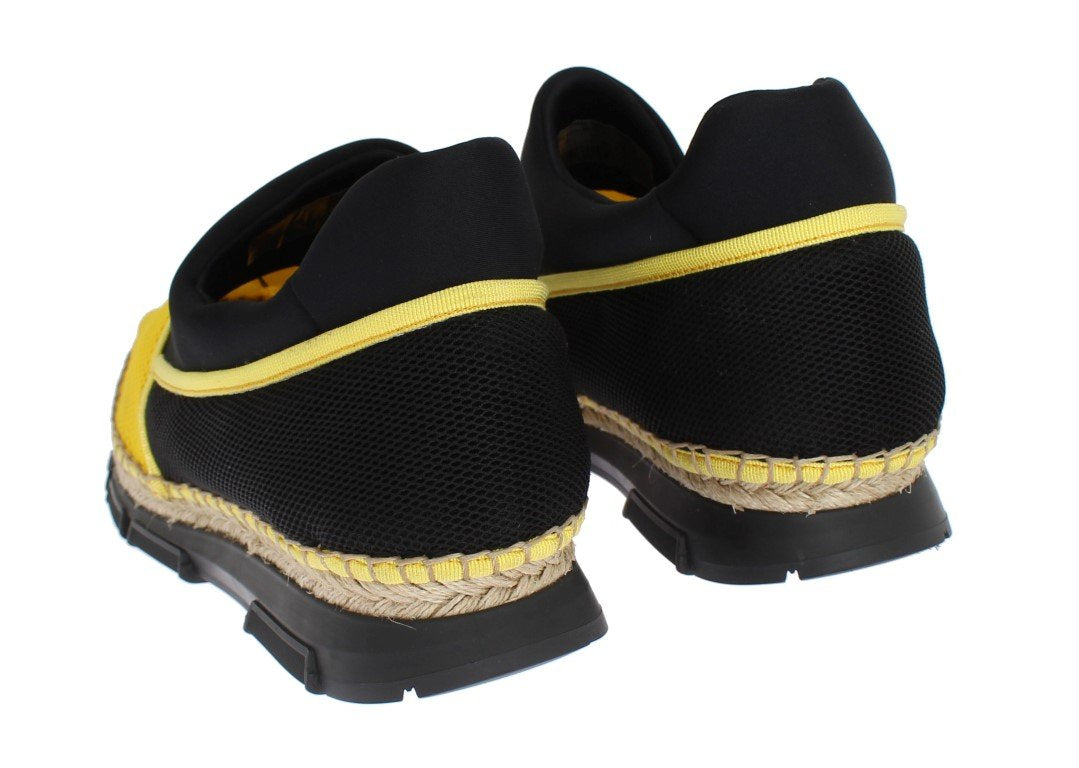 Yellow Black Mesh Neoprene Sneakers