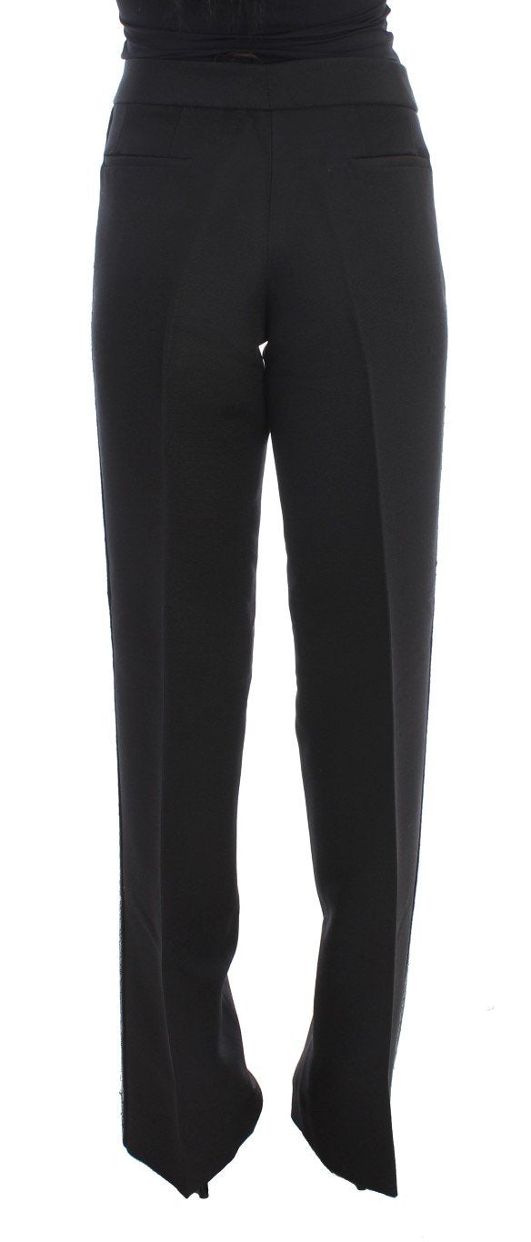 Black Cashmere Sequined Wide Legs Pants