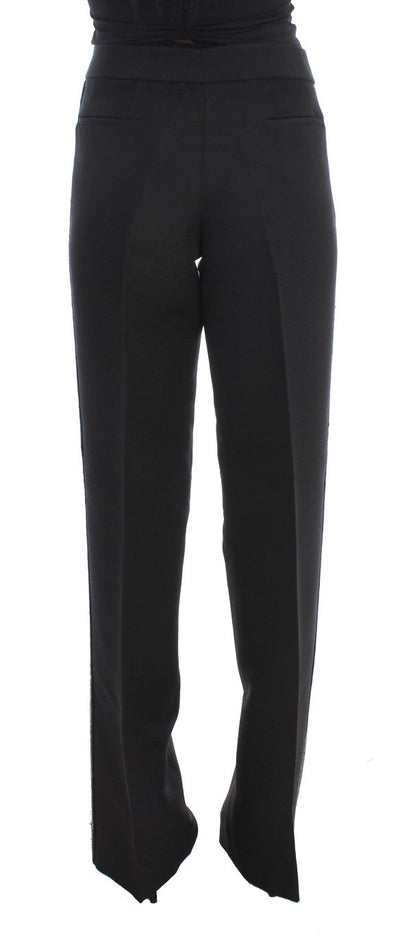 Black Cashmere Sequined Wide Legs Pants
