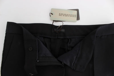 Black Cashmere Sequined Wide Legs Pants