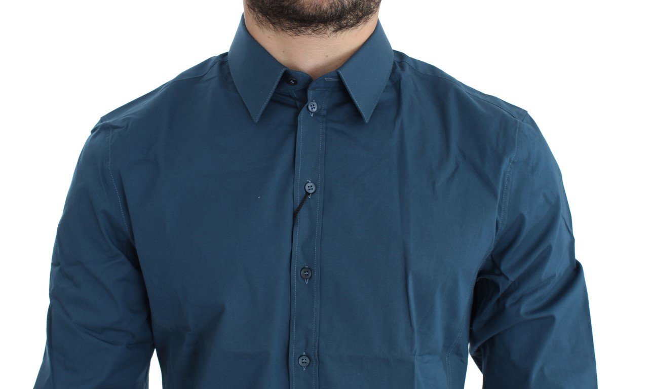 Blue Cotton Stretch SICILIA Dress Shirt