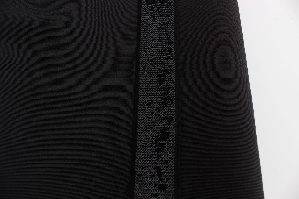 Black Cashmere Sequined Wide Legs Pants