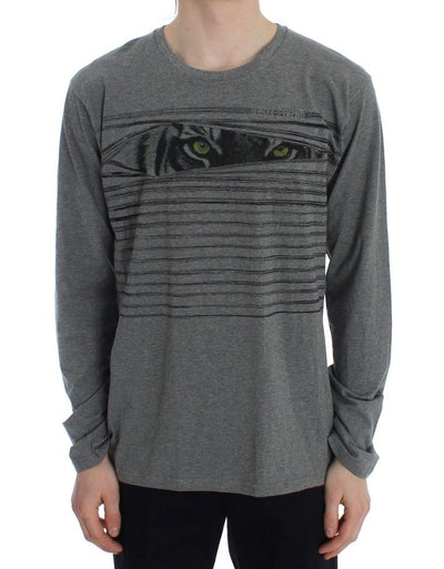 Gray Crew-neck Pullover Stretch T-shirt
