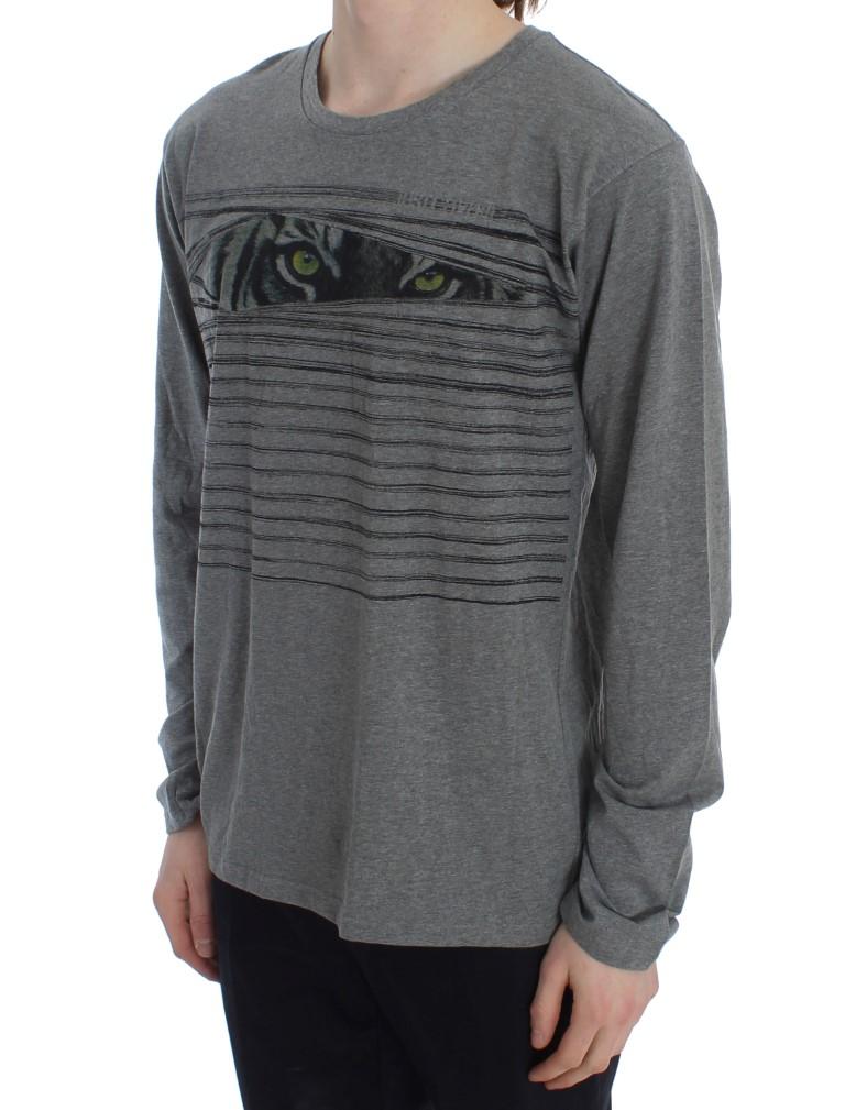 Gray Crew-neck Pullover Stretch T-shirt