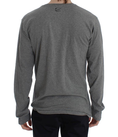 Gray Crew-neck Pullover Stretch T-shirt