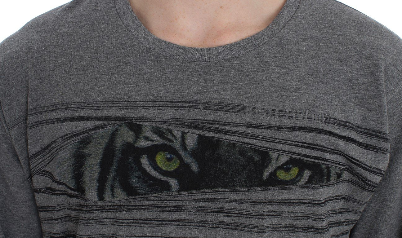 Gray Crew-neck Pullover Stretch T-shirt