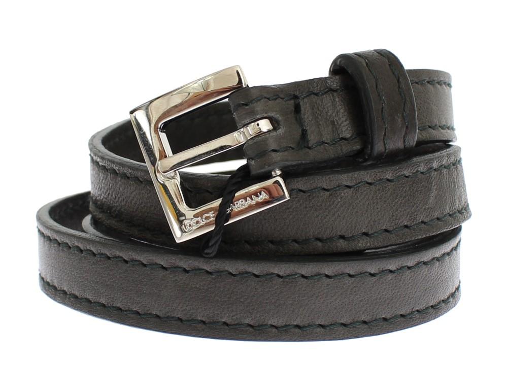 Gray leather belt