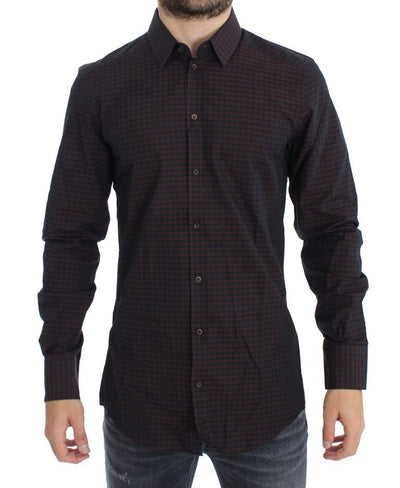 Bordeaux Black Check Slim Fit GOLD Shirt