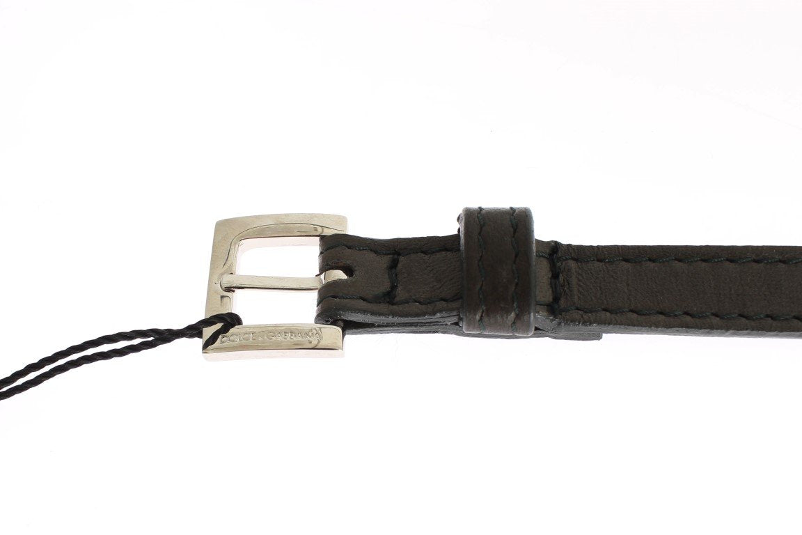 Gray leather belt