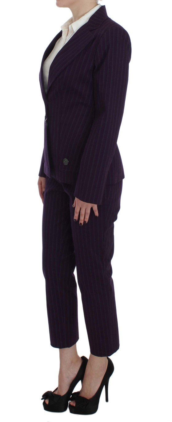 Purple Striped Stretch Suit
