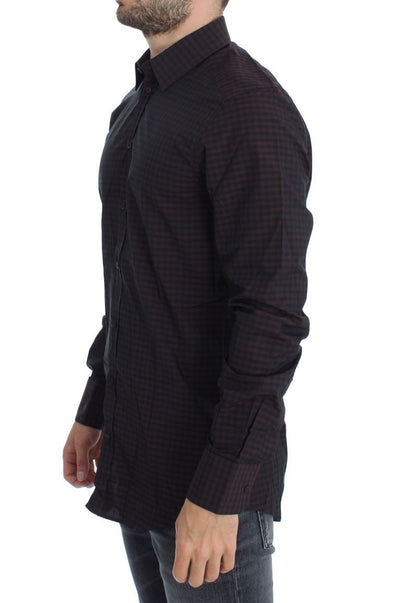 Bordeaux Black Check Slim Fit GOLD Shirt