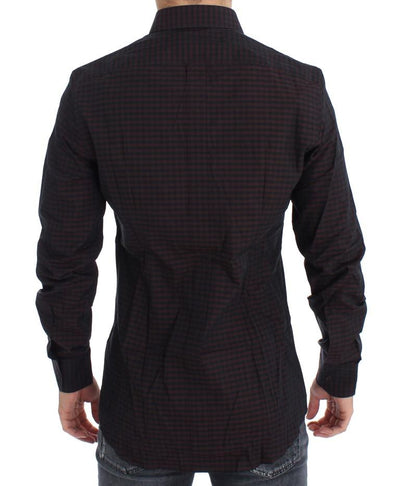 Bordeaux Black Check Slim Fit GOLD Shirt