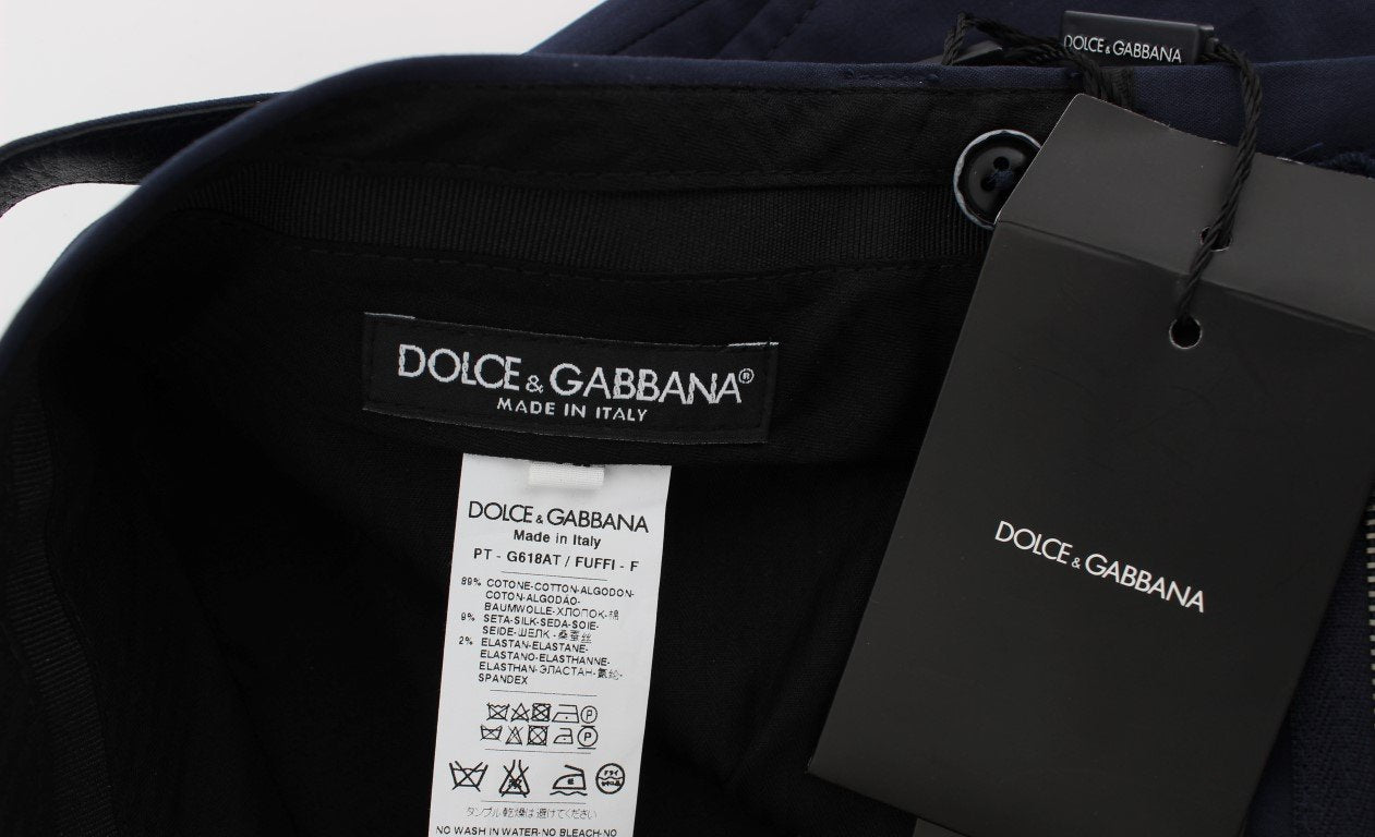 Blue Cotton Stretch Slim Fit Pants