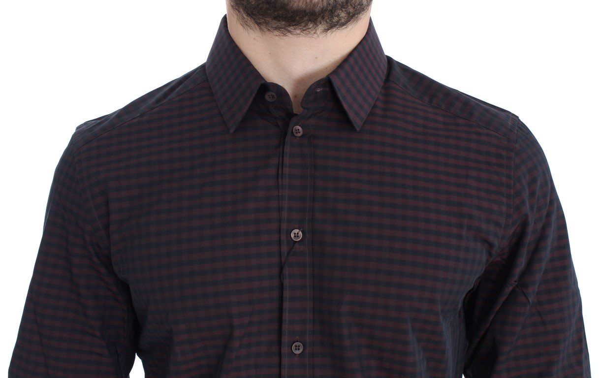 Bordeaux Black Check Slim Fit GOLD Shirt
