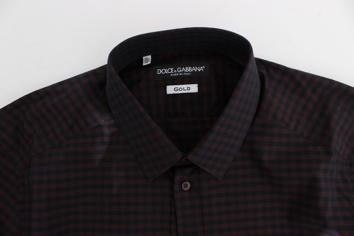 Bordeaux Black Check Slim Fit GOLD Shirt