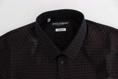 Bordeaux Black Check Slim Fit GOLD Shirt