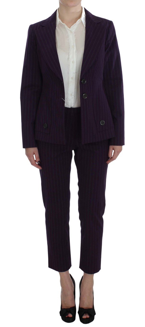Purple Striped Stretch Suit
