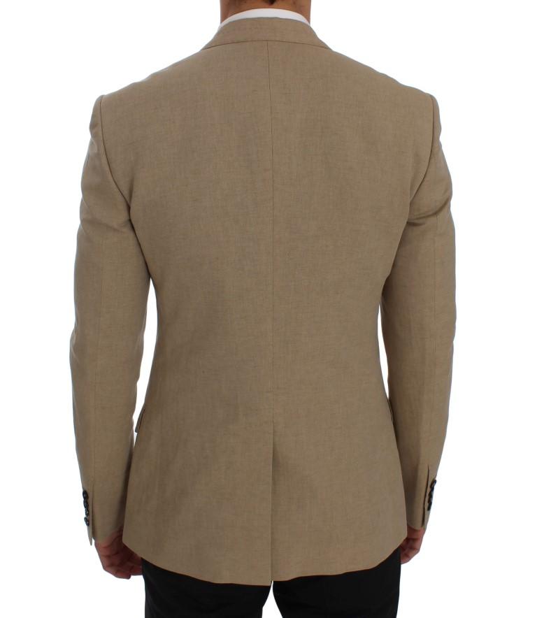 Beige Slim Fit Bee Crown Blazer Jacket