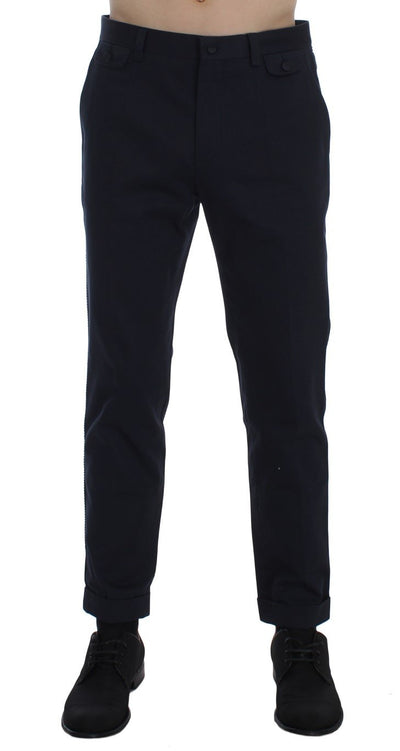 Blue Cotton Black Torero Slim Pants