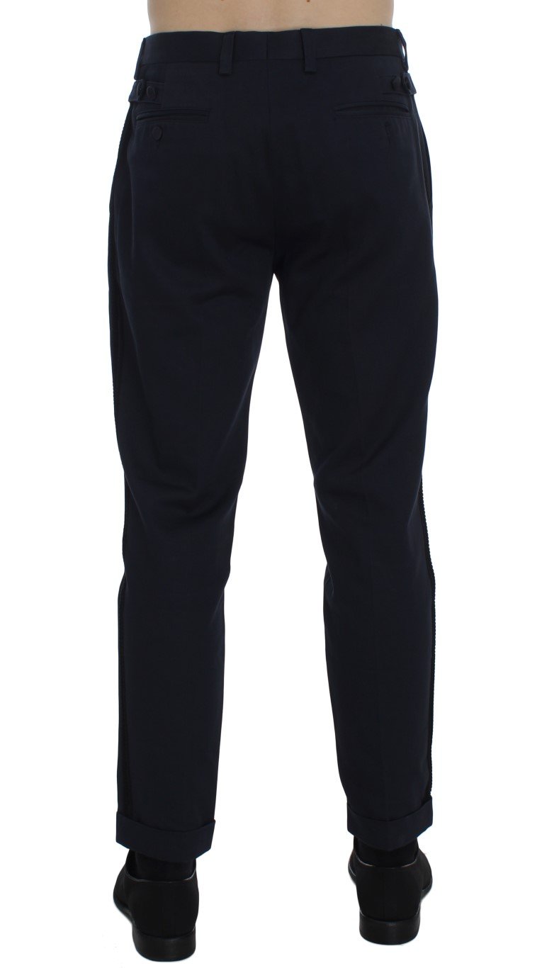 Blue Cotton Black Torero Slim Pants