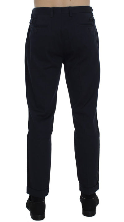 Blue Cotton Black Torero Slim Pants