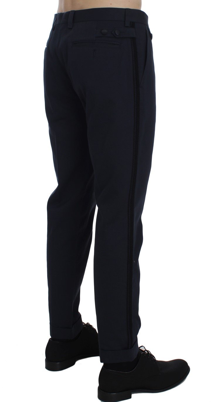 Blue Cotton Black Torero Slim Pants