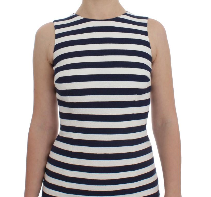 Blue White Striped Stretch Sheath Dress