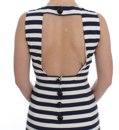Blue White Striped Stretch Sheath Dress