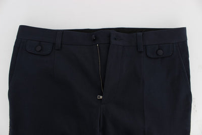 Blue Cotton Black Torero Slim Pants