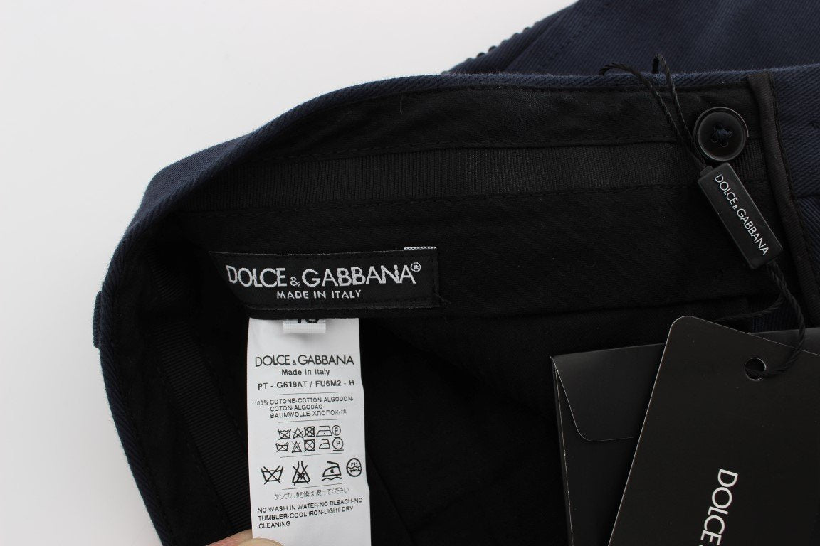 Blue Cotton Black Torero Slim Pants