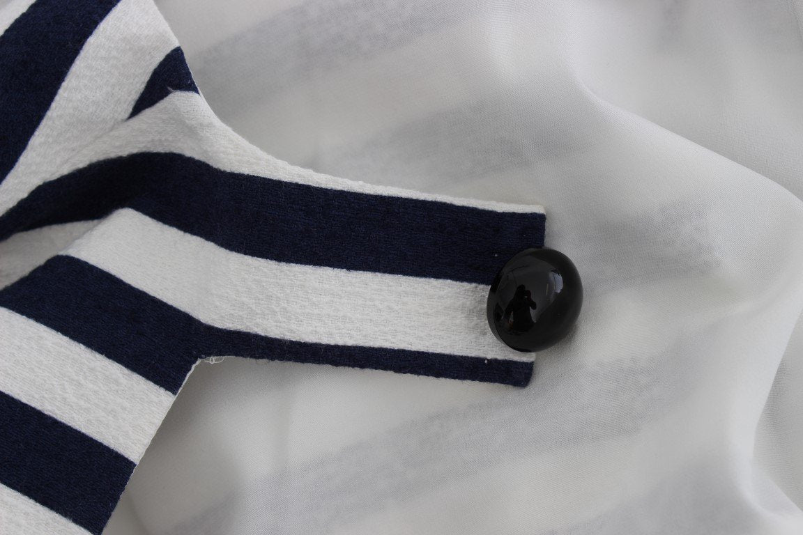 Blue White Striped Stretch Sheath Dress