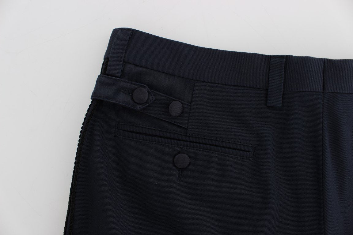 Blue Cotton Black Torero Slim Pants