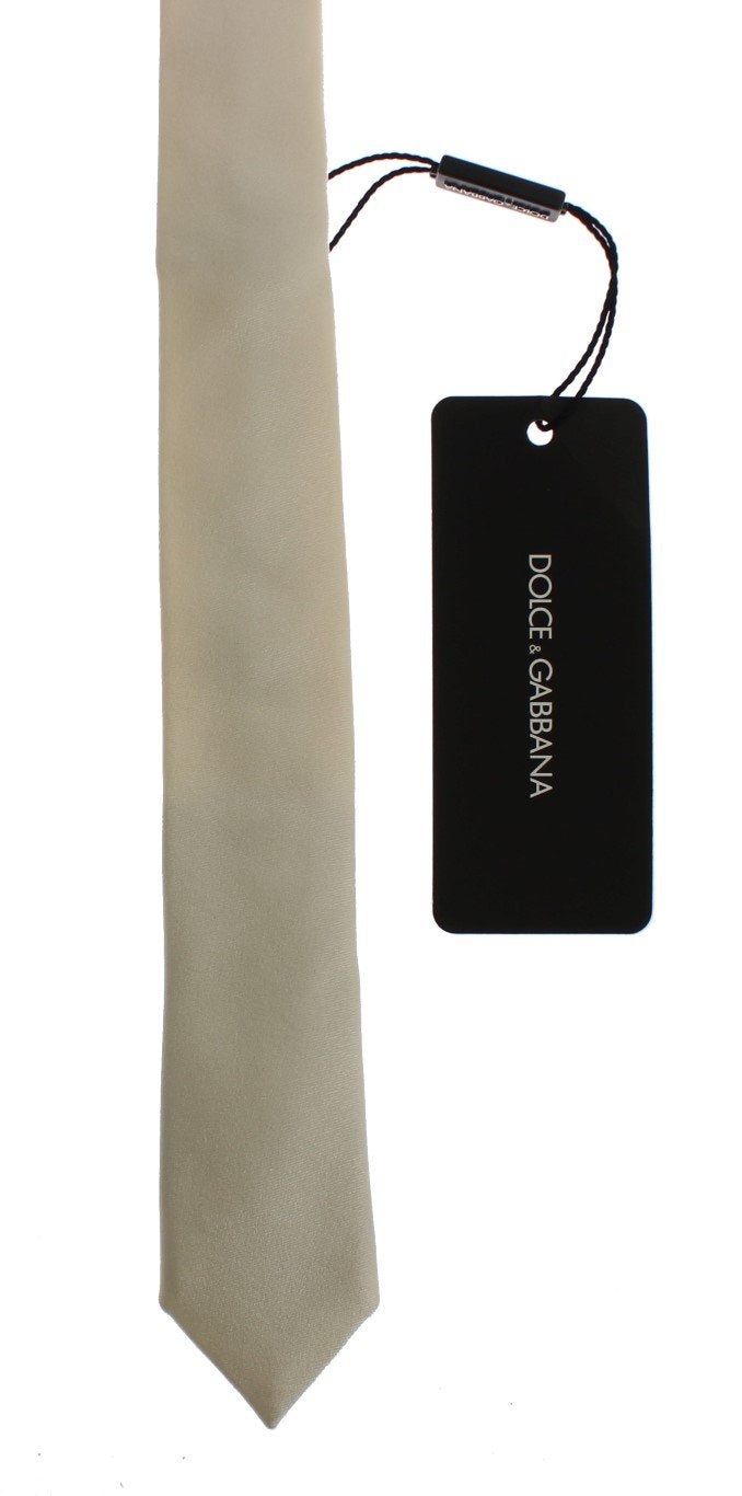 White Solid Silk Skinny Tie