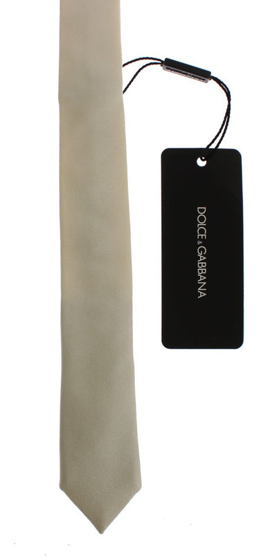 White Solid Silk Skinny Tie