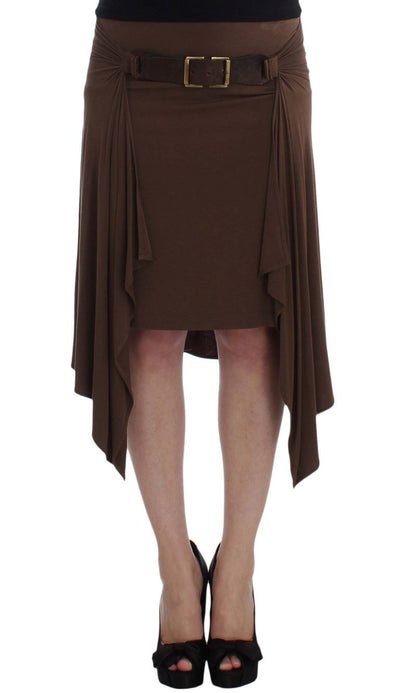 Brown Mini Pencil Stretch Skirt