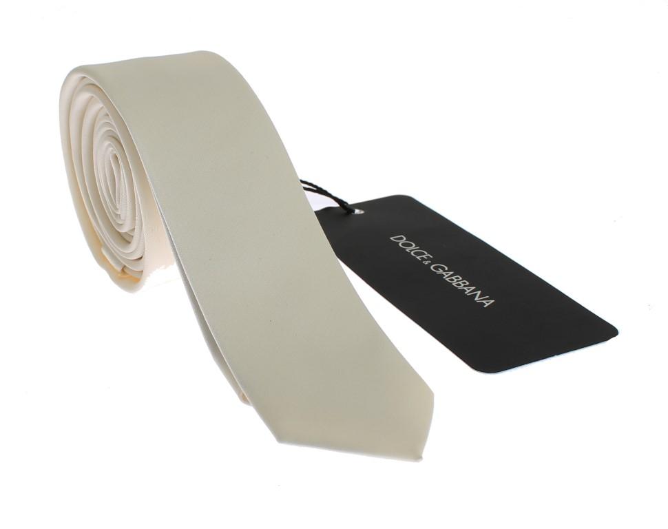 White Solid Silk Skinny Tie