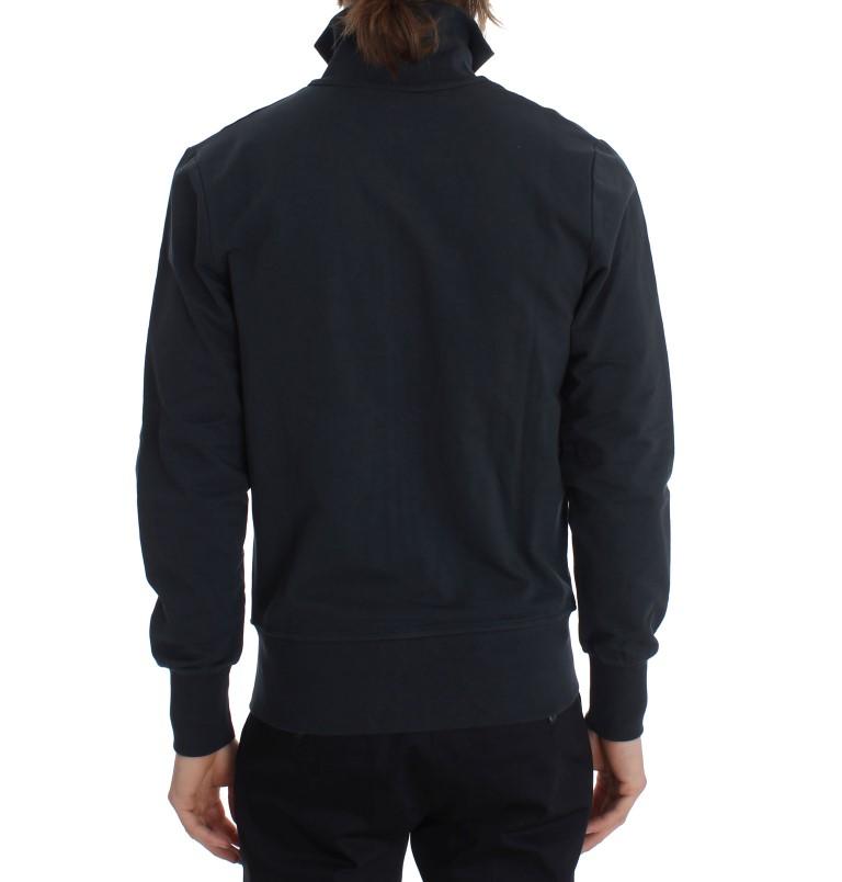 Blue Cotton Stretch Full Zipper Sweater