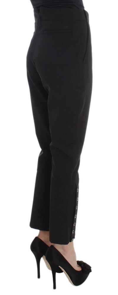 Black Cotton Blend Capri Cropped Pants