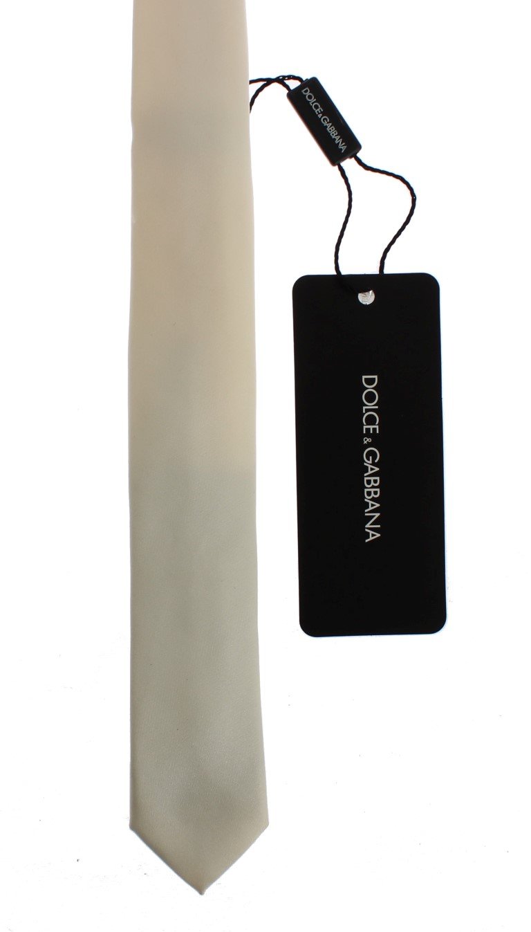 White Solid Silk Skinny Tie