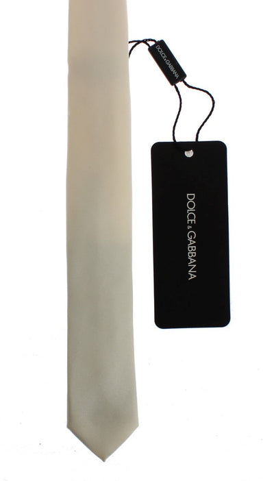 White Solid Silk Skinny Tie