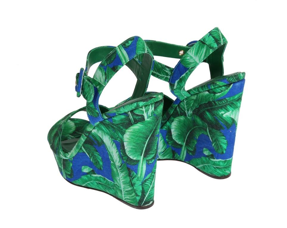 Banana Leaf Wedges Platform Sandals
