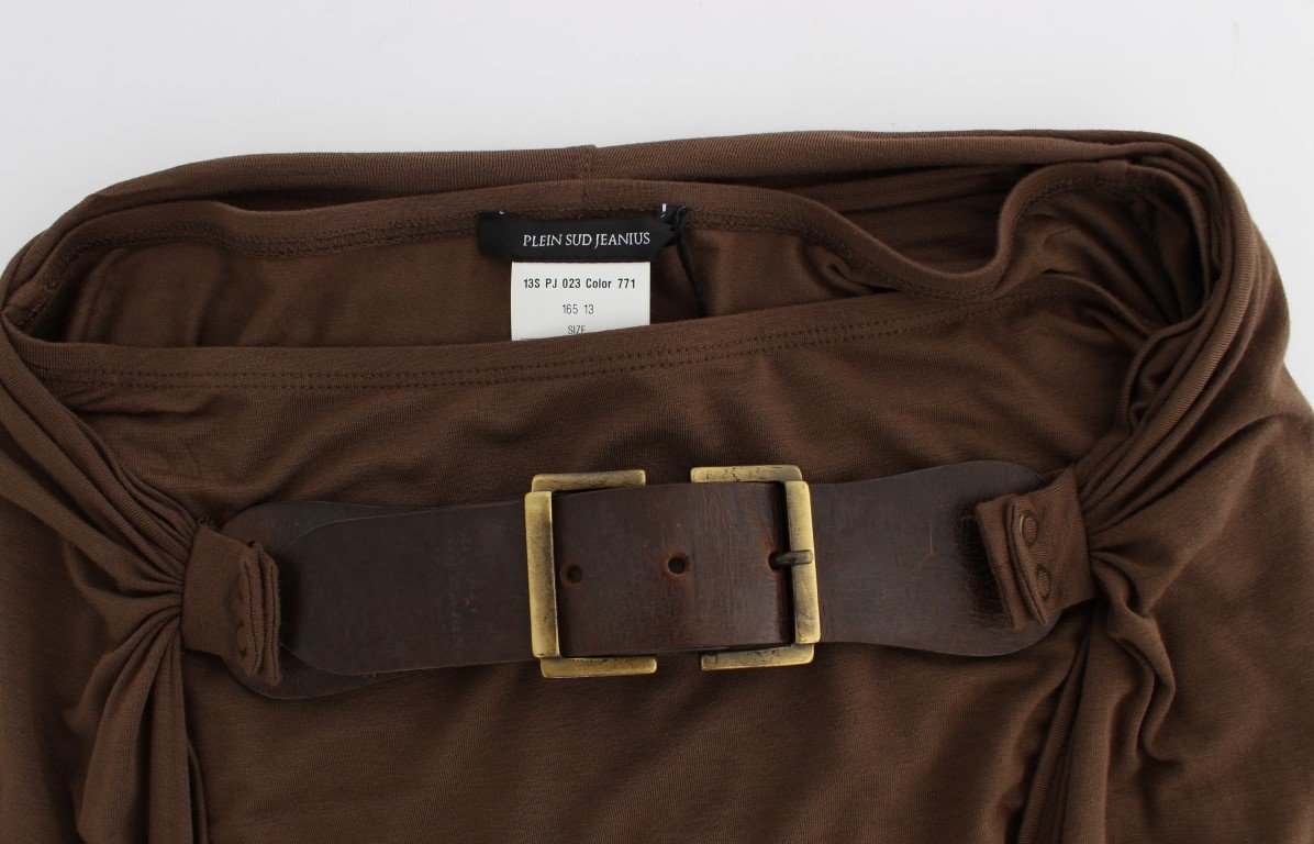 Brown Mini Pencil Stretch Skirt