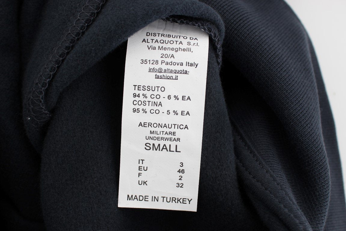 Blue Cotton Stretch Full Zipper Sweater