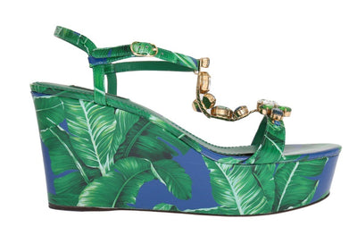 Banana Leaf Leather Crystal Sandals