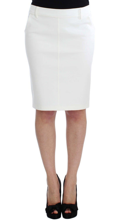 White Straight Pencil Skirt