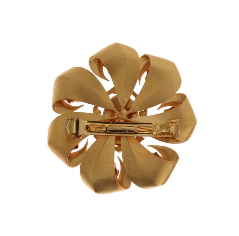 Gold Plated Brass Floral Pearls Hair Clip