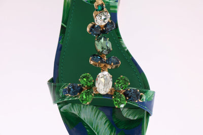 Banana Leaf Leather Crystal Sandals
